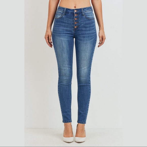 Boutique Denim - HP! Button Front High Waist Skinny Jeans